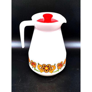 Vintage Schott Mainz Milk Glass Jug, MCM Pitcher with Lid, Jenaer Glass
